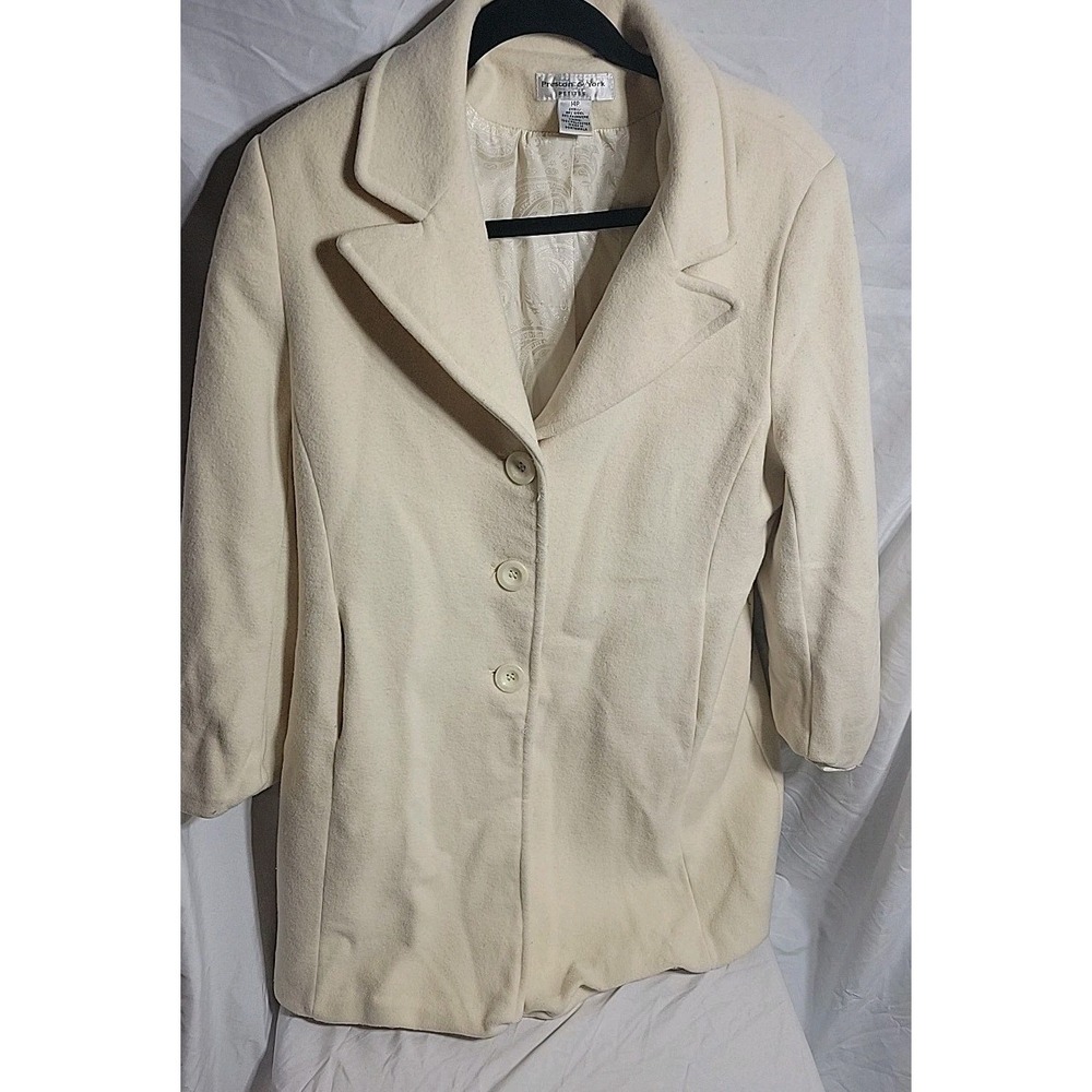 Vintage Women's Coat Size Petite PRESTON & YORK Jacket Lined P14 Wool Feel